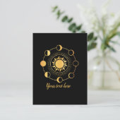 Gold Sun- en Moon-fasen Briefkaart (Staand voorkant)