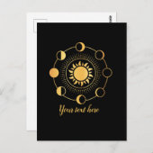 Gold Sun- en Moon-fasen Briefkaart (Voorkant / Achterkant)