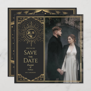 Gold Sun en Moon Tarot Card Foto opslaan Datum Kaart