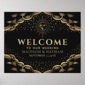 Gold Sun en Moon Tarot Card Weddenschap Welkomstte Poster (Voorkant)