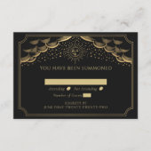 Gold Sun en Moon Tarot Card Wedding RSVP Informatiekaartje (Voorkant)