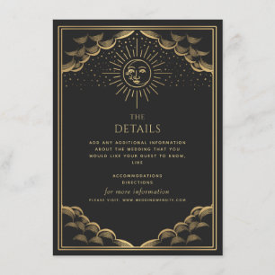 Gold Sun en Moon Tarot Wedding Details Informatiekaartje