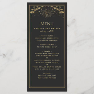 Gold Sun en Moon Tarot Wedding Flat Menu