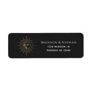 Gold Sun en Moon Tarot Wedding Label