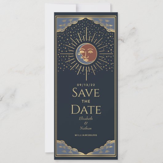 Gold Sun en MoonTarot-kaart sparen de datum Kaart (Voorkant)
