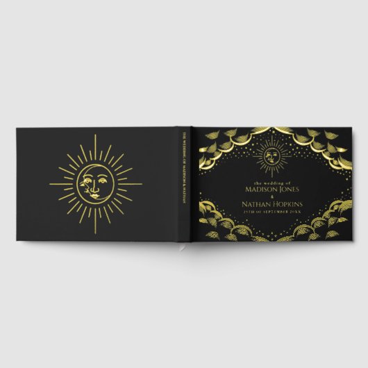 Gold Sun et Moon Tarot Card Mariage livre d'or (Complet)
