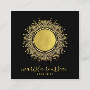 Gold Sun Faux Folie Mandala Black Jewelry Designer Vierkante Visitekaartje