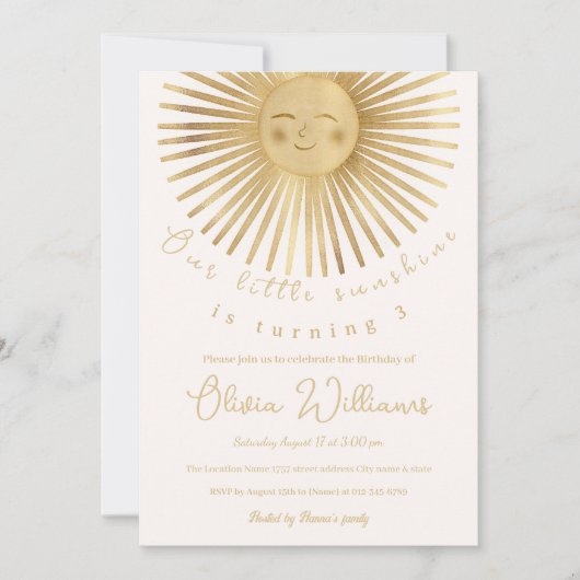 Gold Sun Happy Sunshine Kaart (Voorkant)