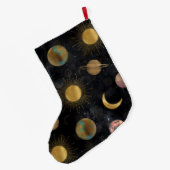 Gold Sun Moon Planets Space-illustratie Grote Kerstsok (Achterkant (Hangend))