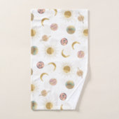 Gold Sun Moon Planets Space White illustratie Bad Handdoek (Handdoek)