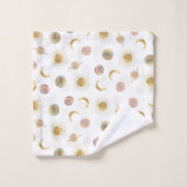 Gold Sun Moon Planets Space White illustratie Bad Handdoek (Wasdoekje)