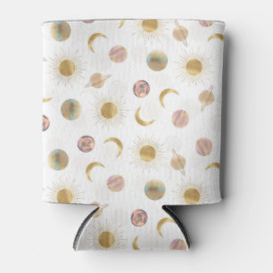 Gold Sun Moon Planets Space White illustratie Blikjeskoeler