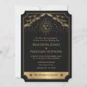 Gold Sun Moon Tarot Mariage QR Code Invitation (Devant)