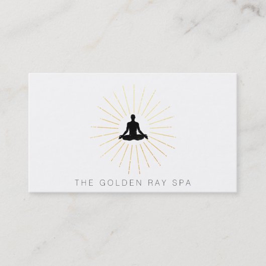 *~* Gold Sun Rays Man Meditation Lotus Pose Visitekaartje (Voorkant)