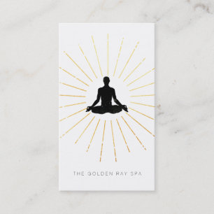 ** Gold Sun Rays Meditatie Man Yoga Pose Visitekaartje