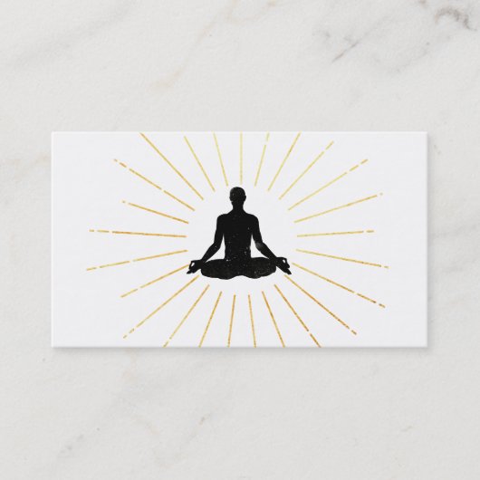 *~* Gold Sun Rays Meditation Lotus Pose Man Visitekaartje (Voorkant)