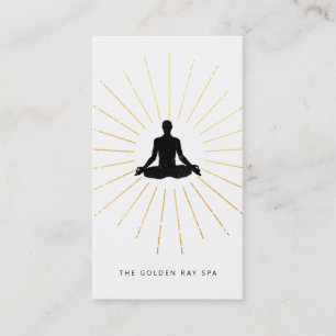 *~* Gold Sun Rays Meditation Man Yoga Pose Visitekaartje
