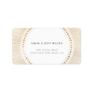 Gold sunburst lijst art deco vakantieadres etiket