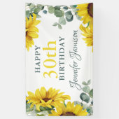 Gold Sunflower 30th Birthday Party Banner (Verticaal)