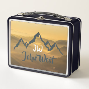 Gold sunrise personalizable mountains monogram