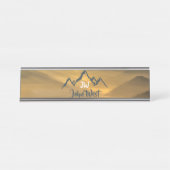 Gold sunrise personalizable mountains monogram bureau naambordje (Voorkant)