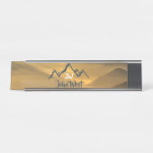 Gold sunrise personalizable mountains monogram bureau naambordje (Voorkant)