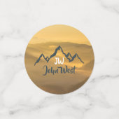 Gold sunrise personalizable mountains monogram confetti (Kleine voorkant)