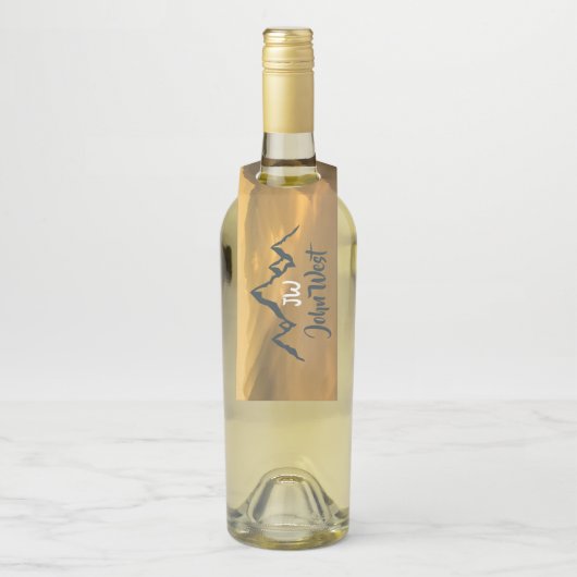 Gold sunrise personalizable mountains monogram flessenhanger (Op fles)
