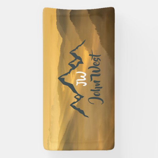 Gold sunrise personalizable mountains monogram spandoek (Verticaal)