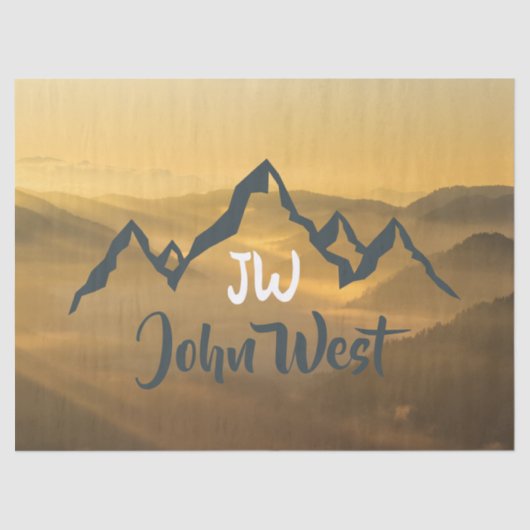 Gold sunrise personalizable mountains monogram tissuepapier (Voorkant)