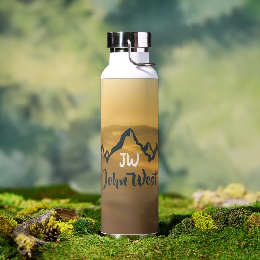 Gold sunrise personalizable mountains monogram waterfles (Buiten)