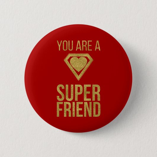 Gold Superheld Friend Valentijn Button Red (Voorkant)