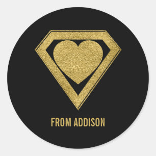 Gold Superheld Friend Valentijn Sticker