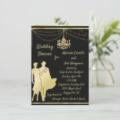 Gold sur Black Couples Wedding shower Invitation (Debout devant)