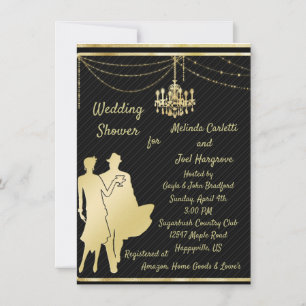 Gold sur Black Couples Wedding shower Invitation