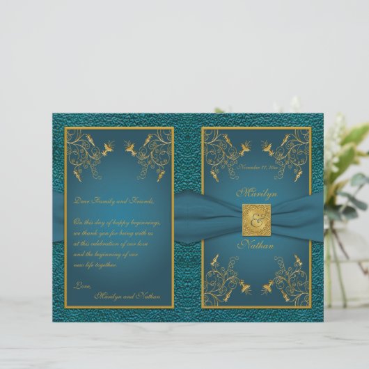 Gold sur le programme de mariage Turquoise (Debout devant)
