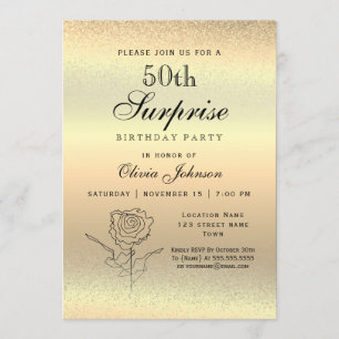 Gold Surprise 50th Birthday Kaart