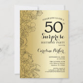 Gold Surprise 50th Birthday Party Kaart (Voorkant)