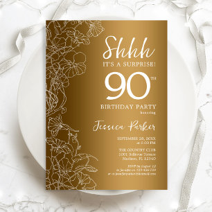 Gold Surprise 90th Birthday Kaart