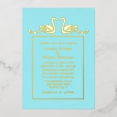 Gold Swans Aqua Mariage Foil Invitation (Recto)