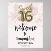 Gold Sweet 16 Anniversaires Ballons Affiche de bie (Devant)
