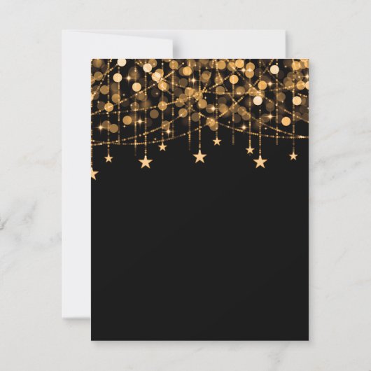 Gold Sweet 16 Sparkly String Lights Opslagdatum Save The Date (Achterkant)