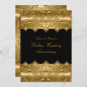 Gold Swirl 50e anniversaire Mariage Invitation (Devant / Derrière)