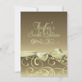 Gold Swirl & Bow Afbeelding Birthday Uitnodiging (Voorkant)