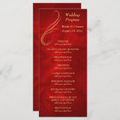 Gold Swirl Bright Red Wedding Programme (Devant / Derrière)