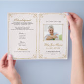  Gold Swirl Funeral Programme | Kleur bewerken Fl Flyer (Hand)