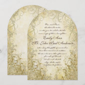 Gold Swirl Gold Metallic Wedding Invitations Kaart (Voorkant / Achterkant)