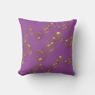 Gold Swirl Muzieknoten Paars 2 Sierkussen