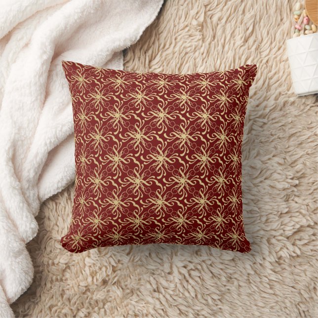 Gold Swirl Pattern op Maroon Red Sierkussen (Deken)