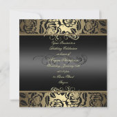 Gold Swirl & Rose Sweet Invitation au 16e annivers (Dos)